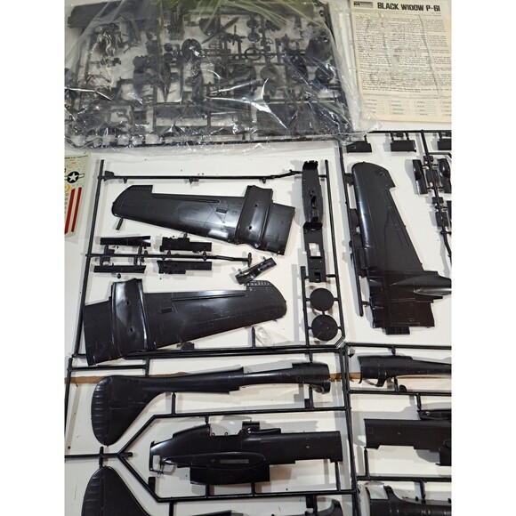 Monogram 7546 1:48 Scale Black Widow P-61 Airplane Model Kit w/White Box - Picture 4 of 7